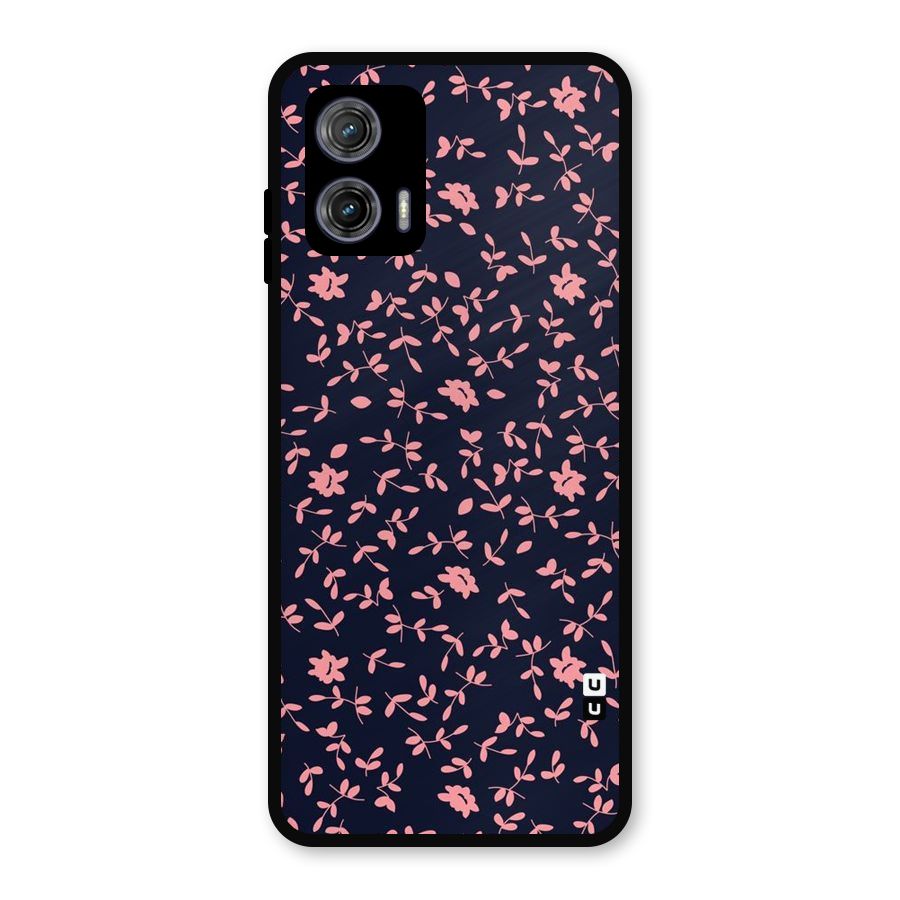 Pink Plant Design Metal Back Case for Moto G73