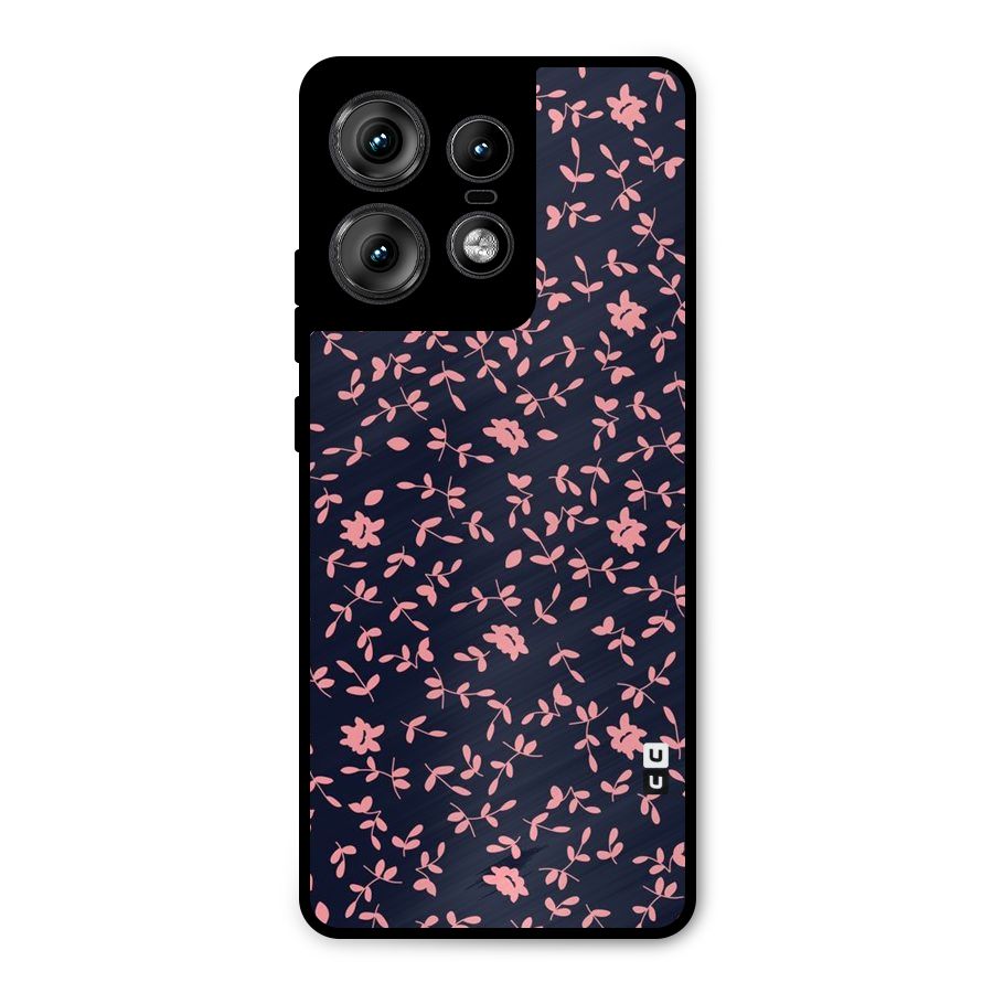 Pink Plant Design Metal Back Case for Motorola Edge 50 Pro