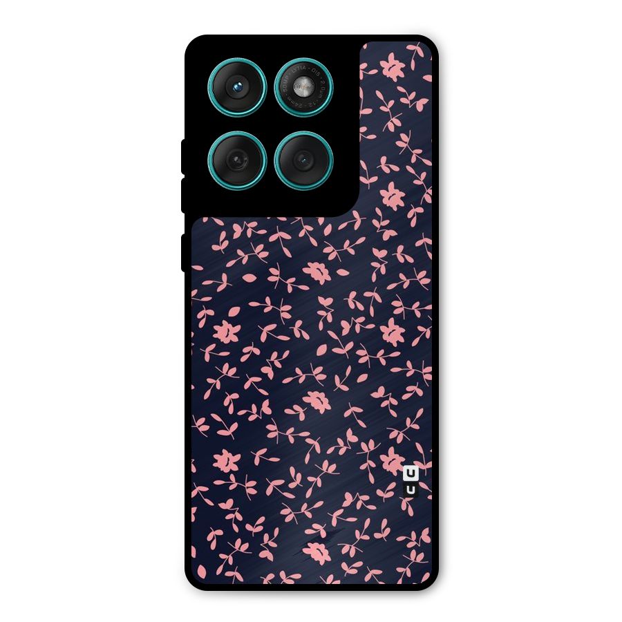 Pink Plant Design Metal Back Case for Motorola Edge 60 Fusion
