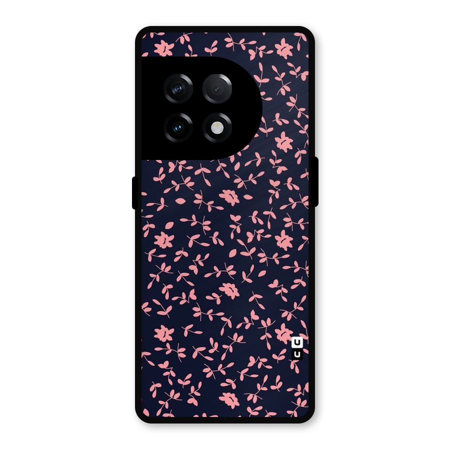 Pink Plant Design Metal Back Case for OnePlus 11R