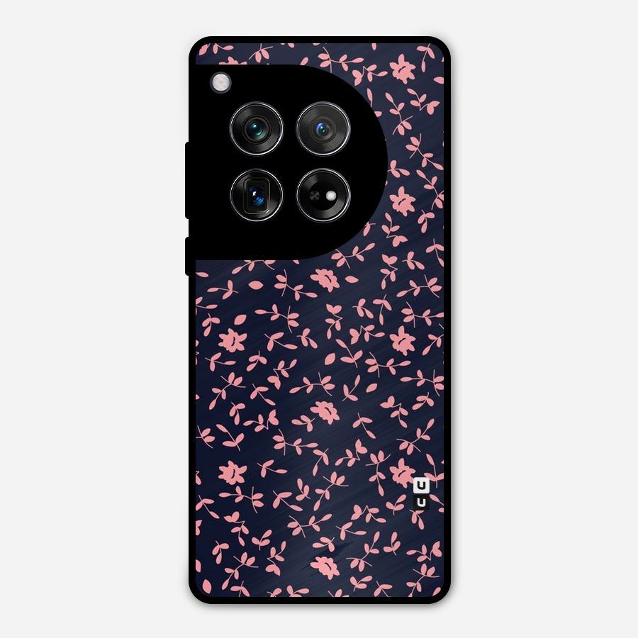 Pink Plant Design Metal Back Case for OnePlus 12