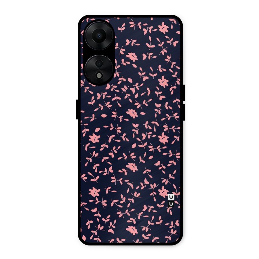 Pink Plant Design Metal Back Case for Oppo A78 5G