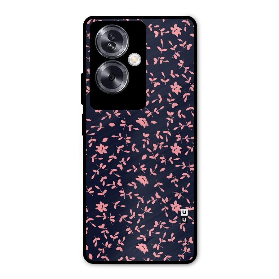 Pink Plant Design Metal Back Case for Oppo A79 5G