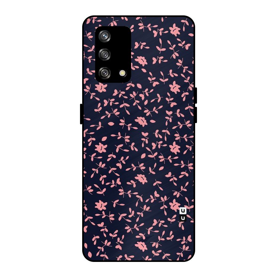 Pink Plant Design Metal Back Case for Oppo F19