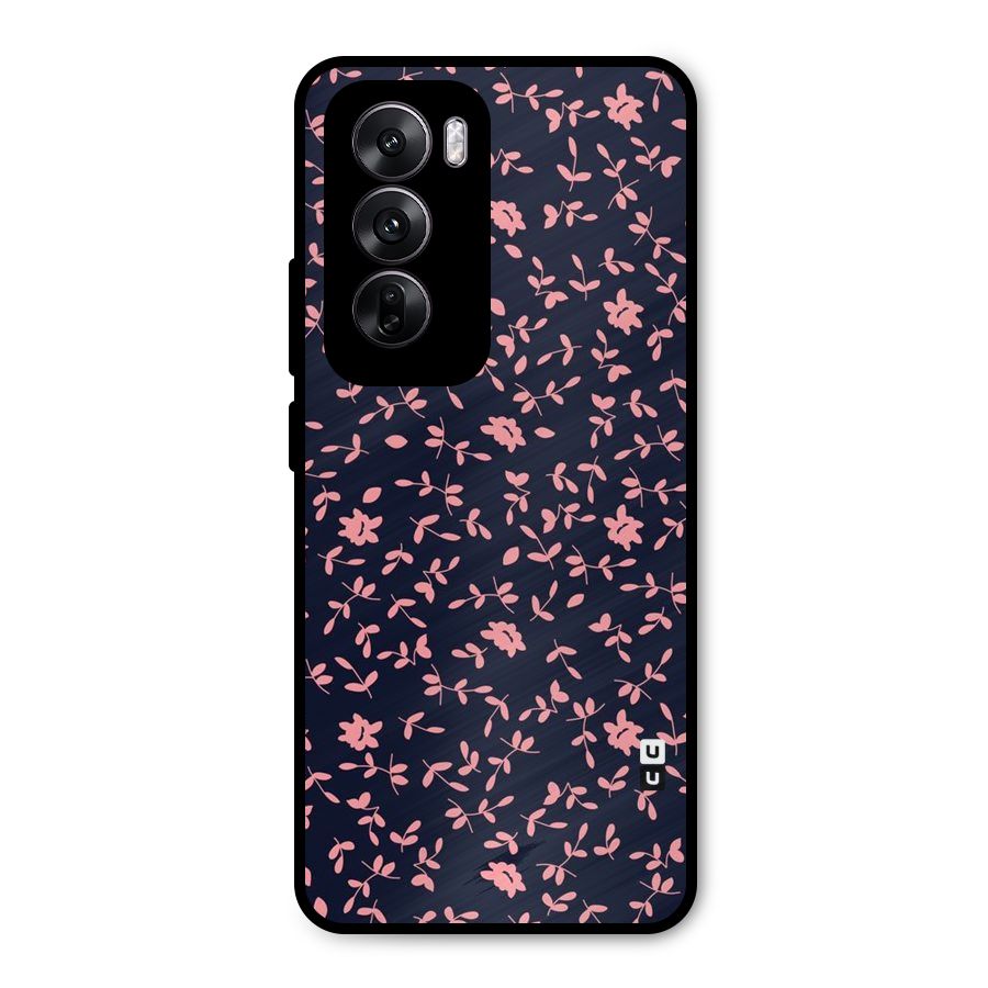 Pink Plant Design Metal Back Case for Oppo Reno12