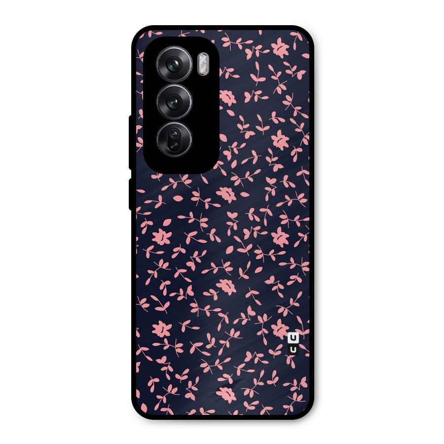 Pink Plant Design Metal Back Case for Oppo Reno12 Pro