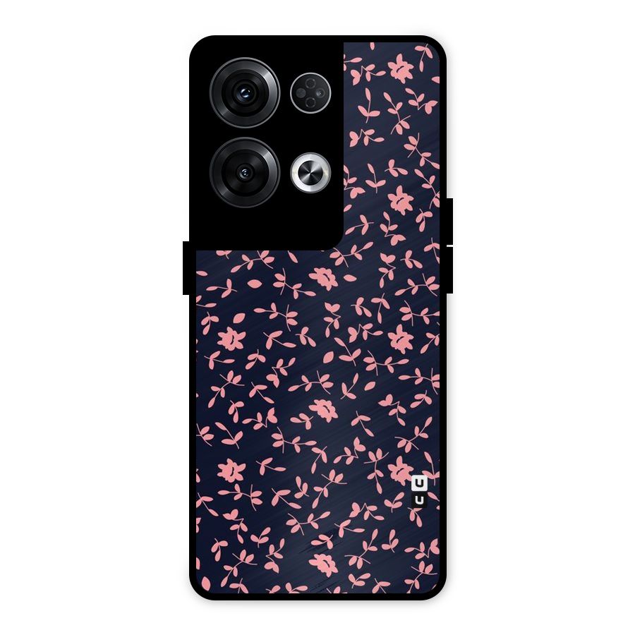 Pink Plant Design Metal Back Case for Oppo Reno8 Pro 5G