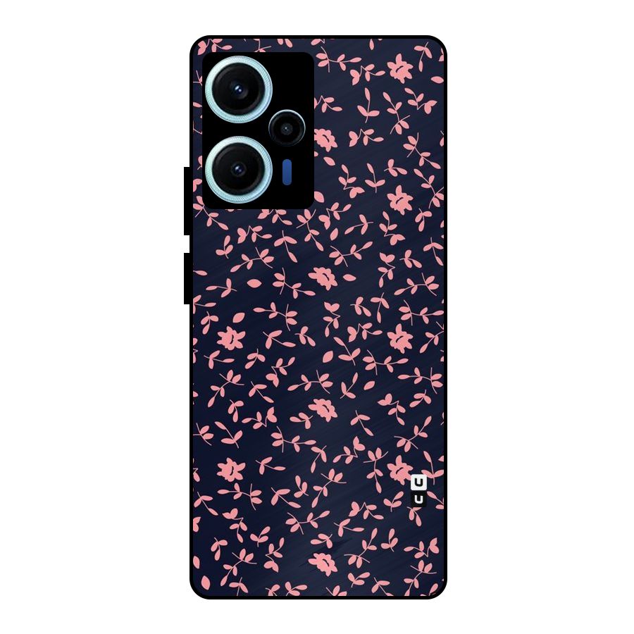 Pink Plant Design Metal Back Case for Poco F5