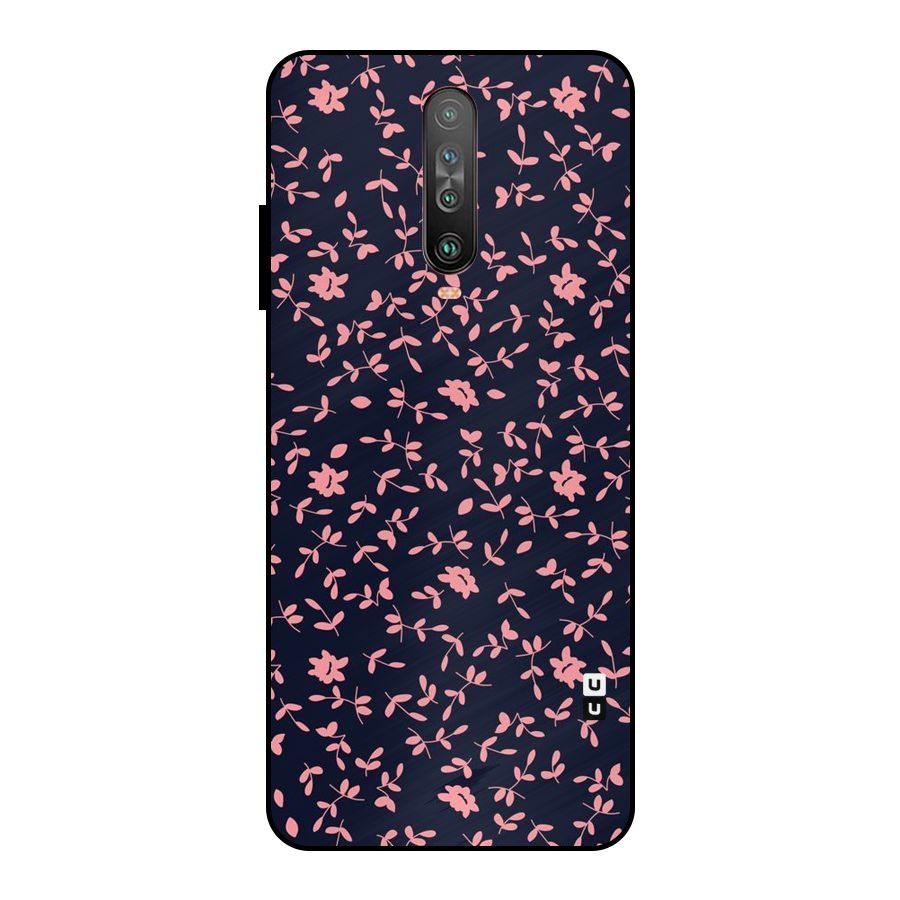 Pink Plant Design Metal Back Case for Poco X2
