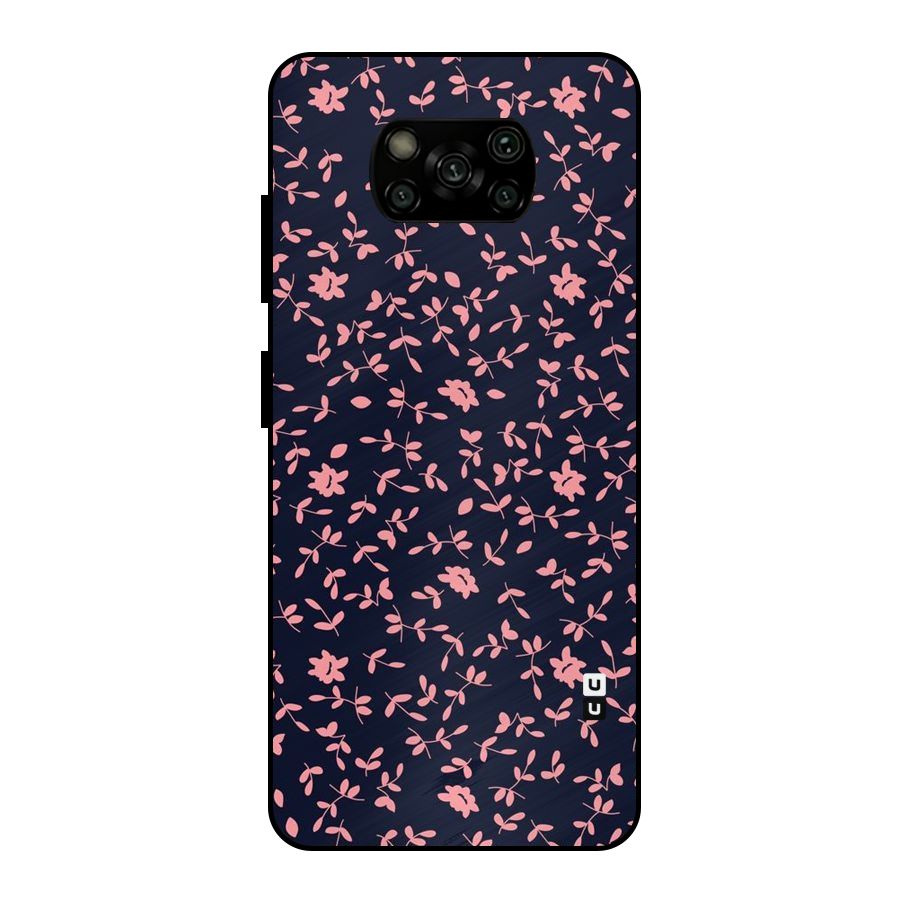 Pink Plant Design Metal Back Case for Poco X3