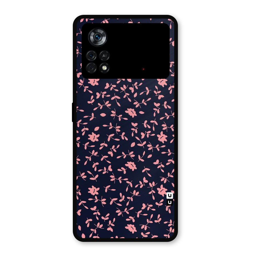 Pink Plant Design Metal Back Case for Poco X4 Pro 5G