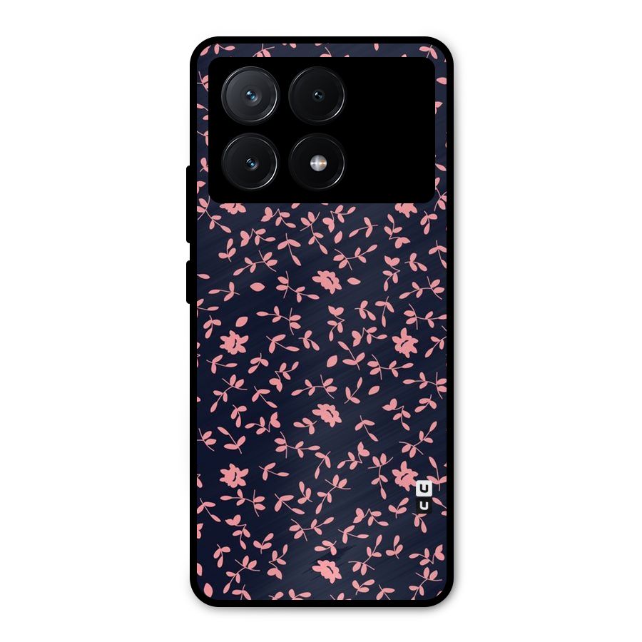 Pink Plant Design Metal Back Case for Poco X6 Pro
