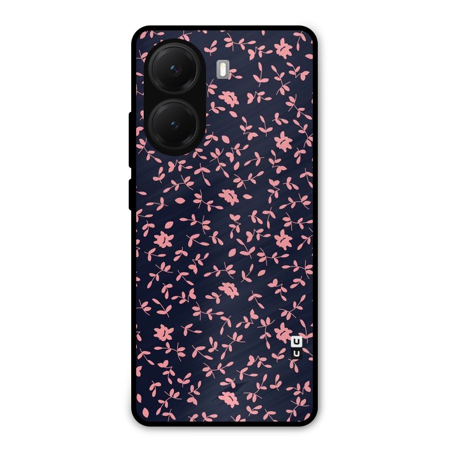 Pink Plant Design Metal Back Case for Poco X7 Pro