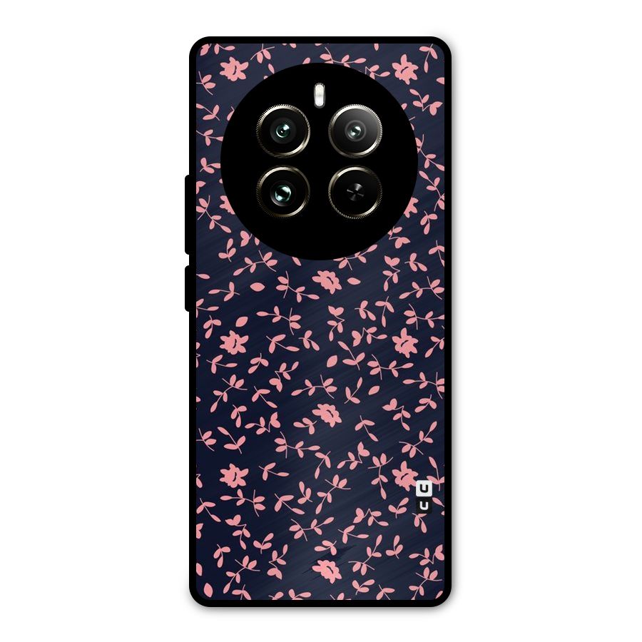 Pink Plant Design Metal Back Case for Realme 12 Pro