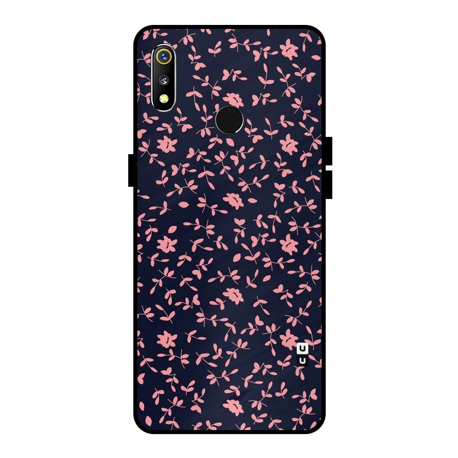 Pink Plant Design Metal Back Case for Realme 3i
