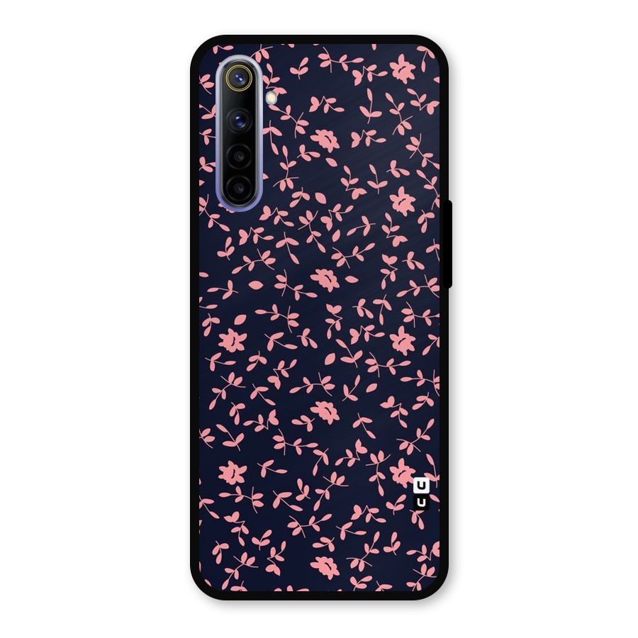 Pink Plant Design Metal Back Case for Realme 6