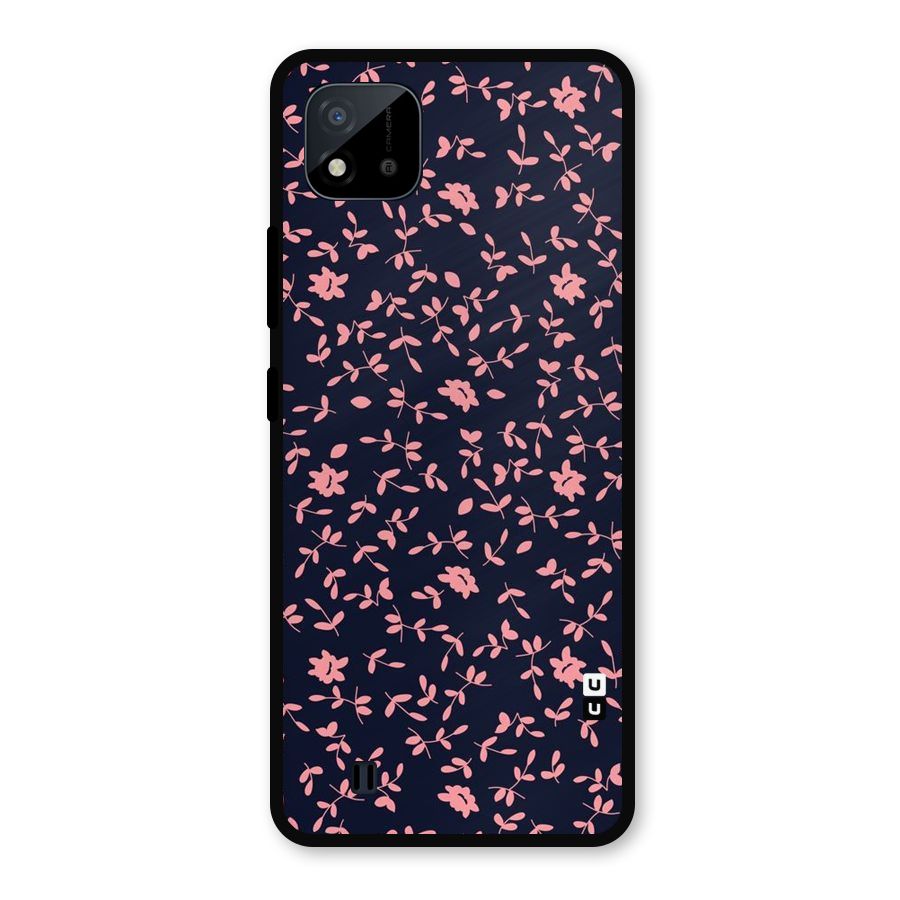 Pink Plant Design Metal Back Case for Realme C11 2021