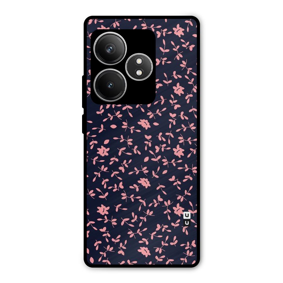 Pink Plant Design Metal Back Case for Realme GT 6T