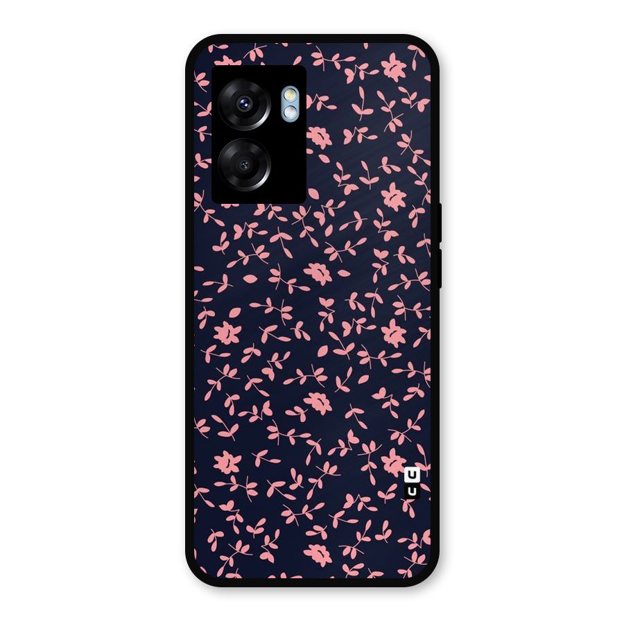 Pink Plant Design Metal Back Case for Realme Narzo 50 5G