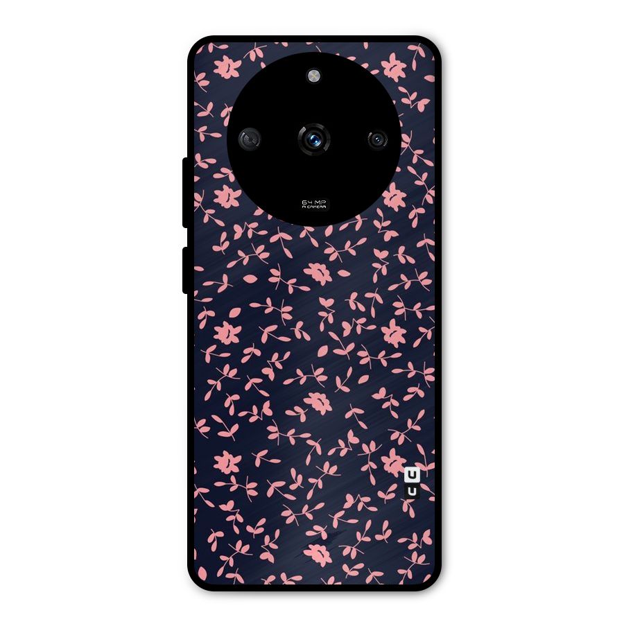 Pink Plant Design Metal Back Case for Realme Narzo 60 5G