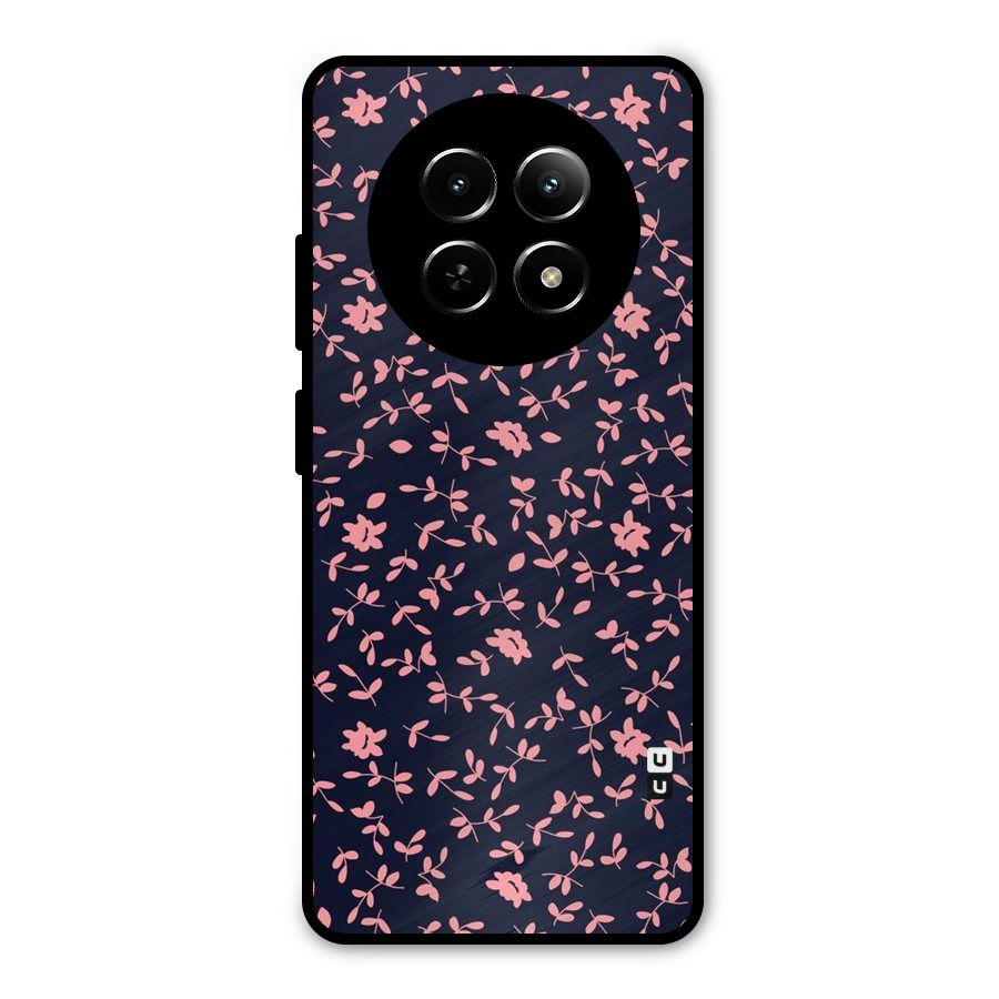 Pink Plant Design Metal Back Case for Realme Narzo 70x 5G