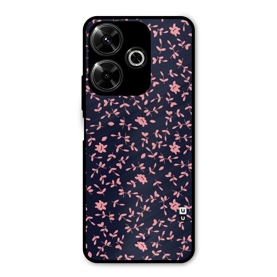 Pink Plant Design Metal Back Case for Redmi 13 5G