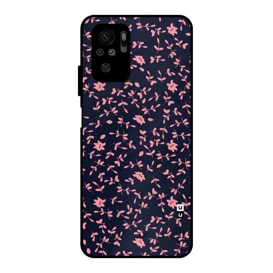 Pink Plant Design Metal Back Case for Redmi Note 10S