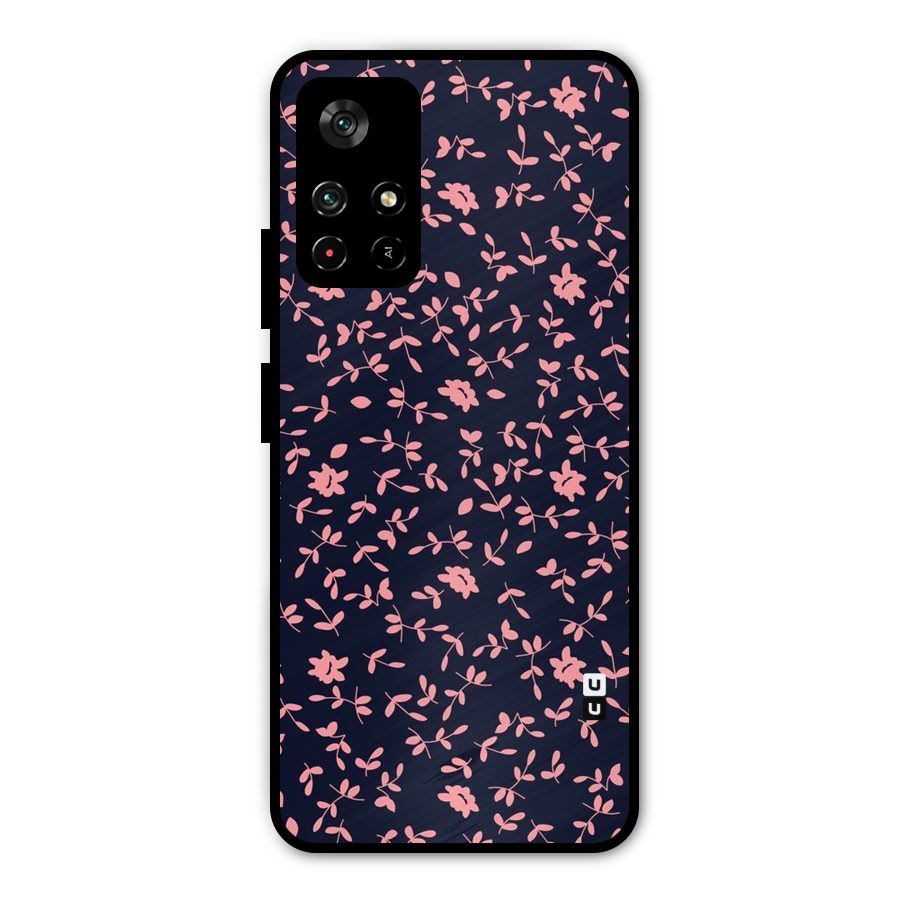 Pink Plant Design Metal Back Case for Redmi Note 11T 5G