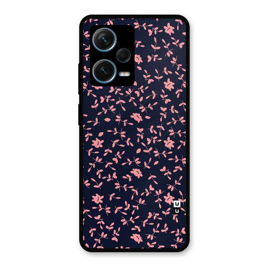 Pink Plant Design Metal Back Case for Redmi Note 12 Pro Plus 5G