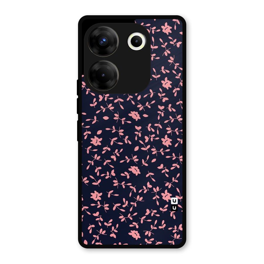 Pink Plant Design Metal Back Case for Tecno Camon 20