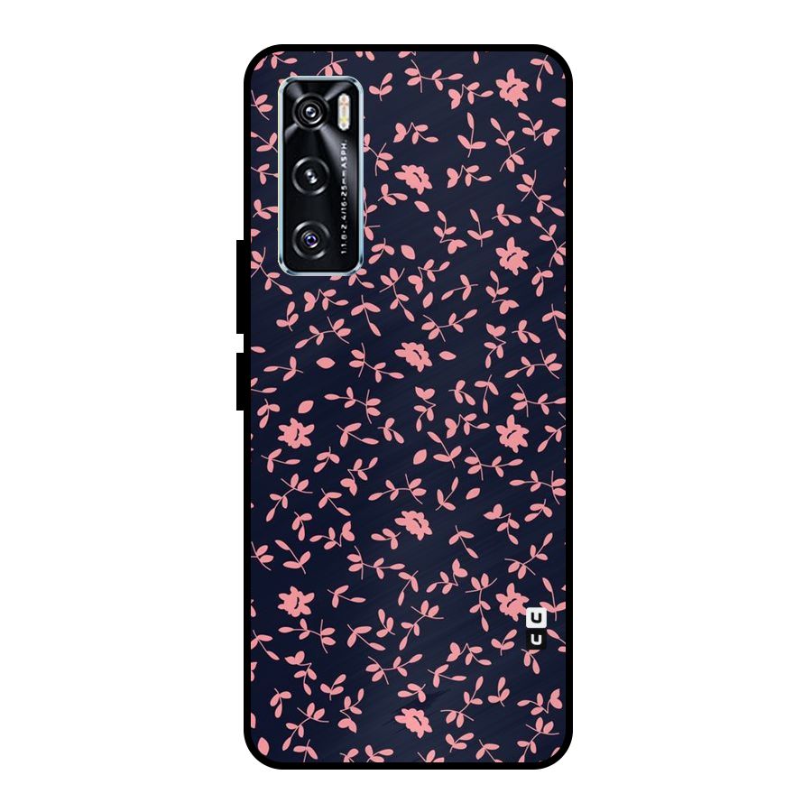 Pink Plant Design Metal Back Case for Vivo V20 SE