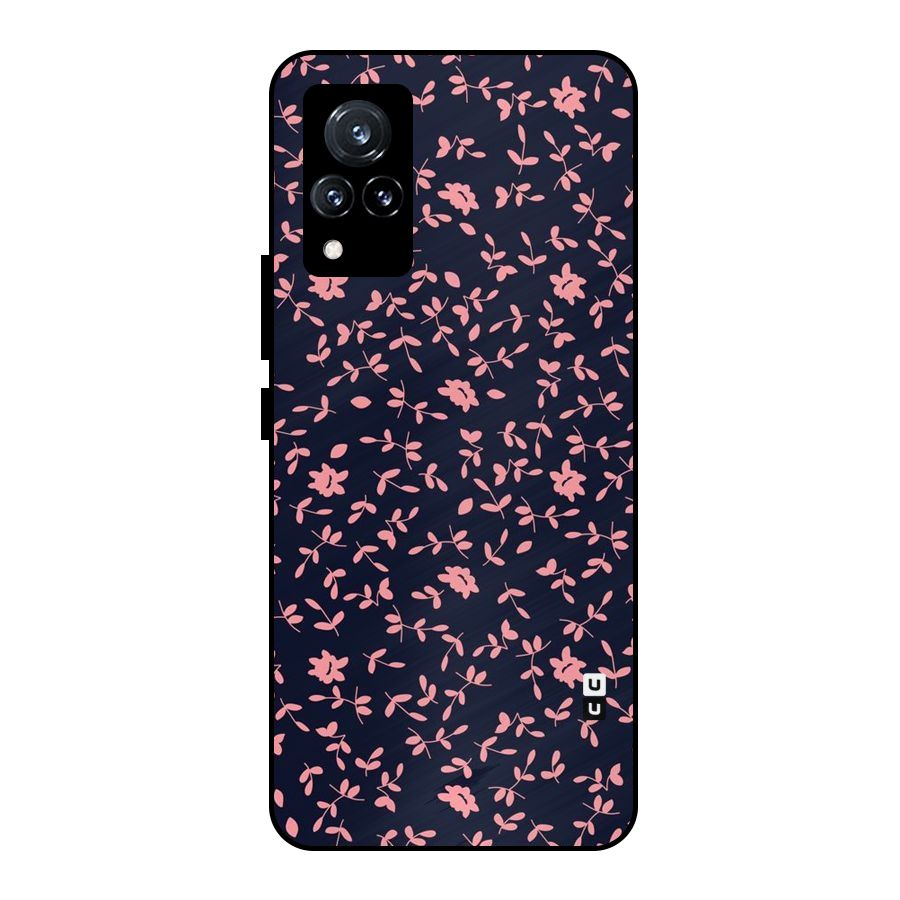 Pink Plant Design Metal Back Case for Vivo V21 5G