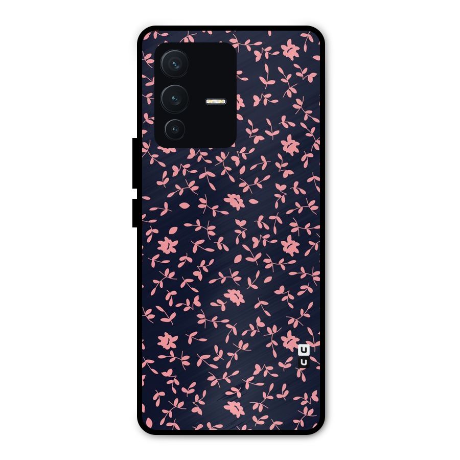 Pink Plant Design Metal Back Case for Vivo V23 Pro