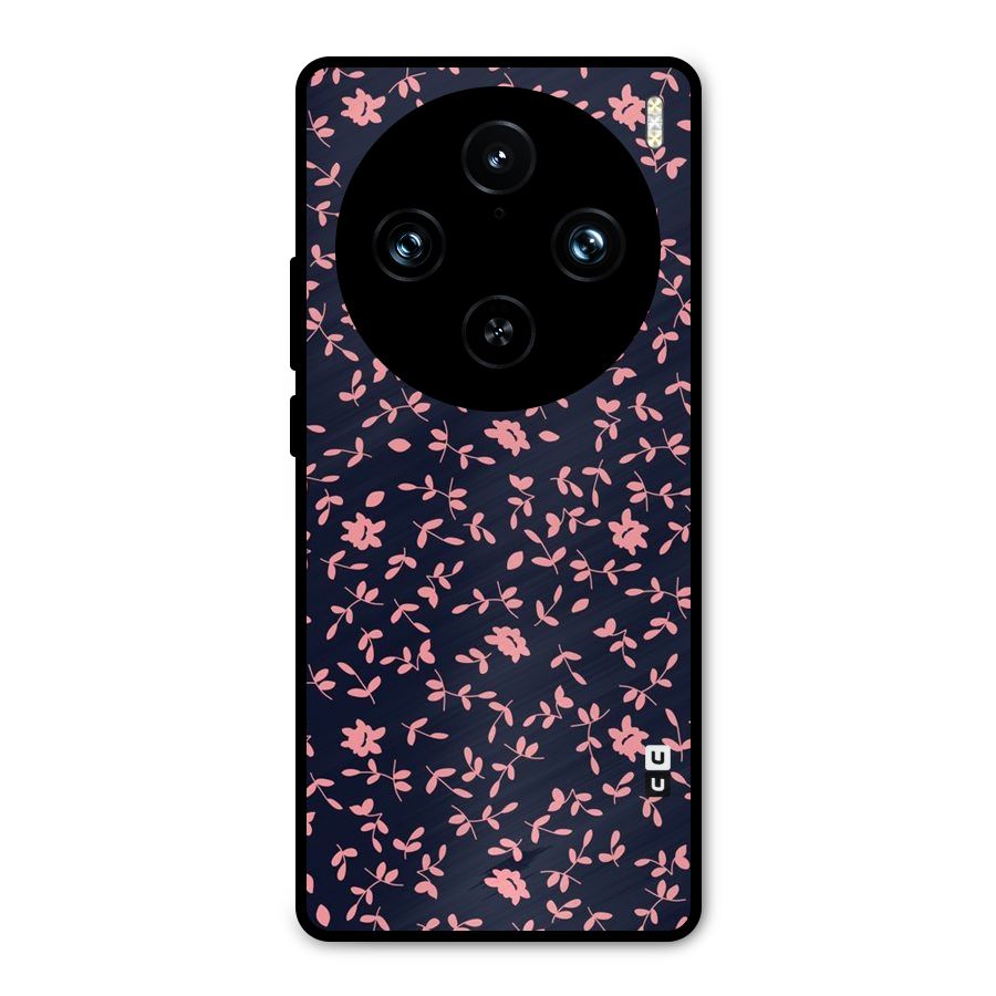Pink Plant Design Metal Back Case for Vivo X100 Pro