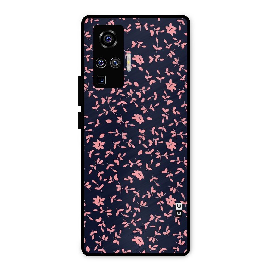Pink Plant Design Metal Back Case for Vivo X50 Pro