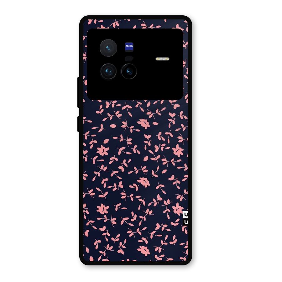 Pink Plant Design Metal Back Case for Vivo X80