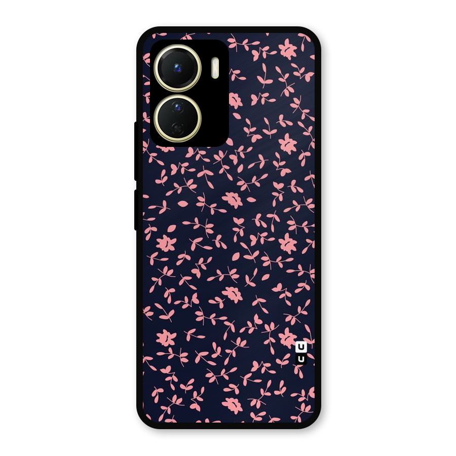 Pink Plant Design Metal Back Case for Vivo Y16