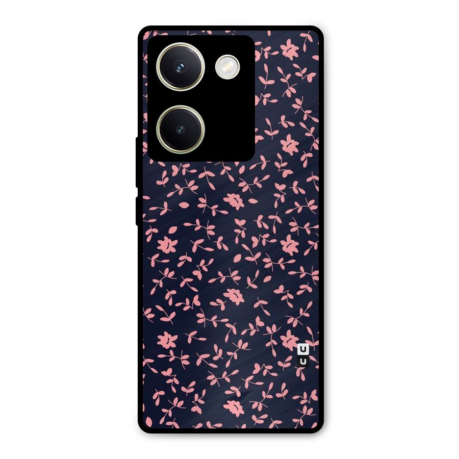 Pink Plant Design Metal Back Case for Vivo Y200 Pro