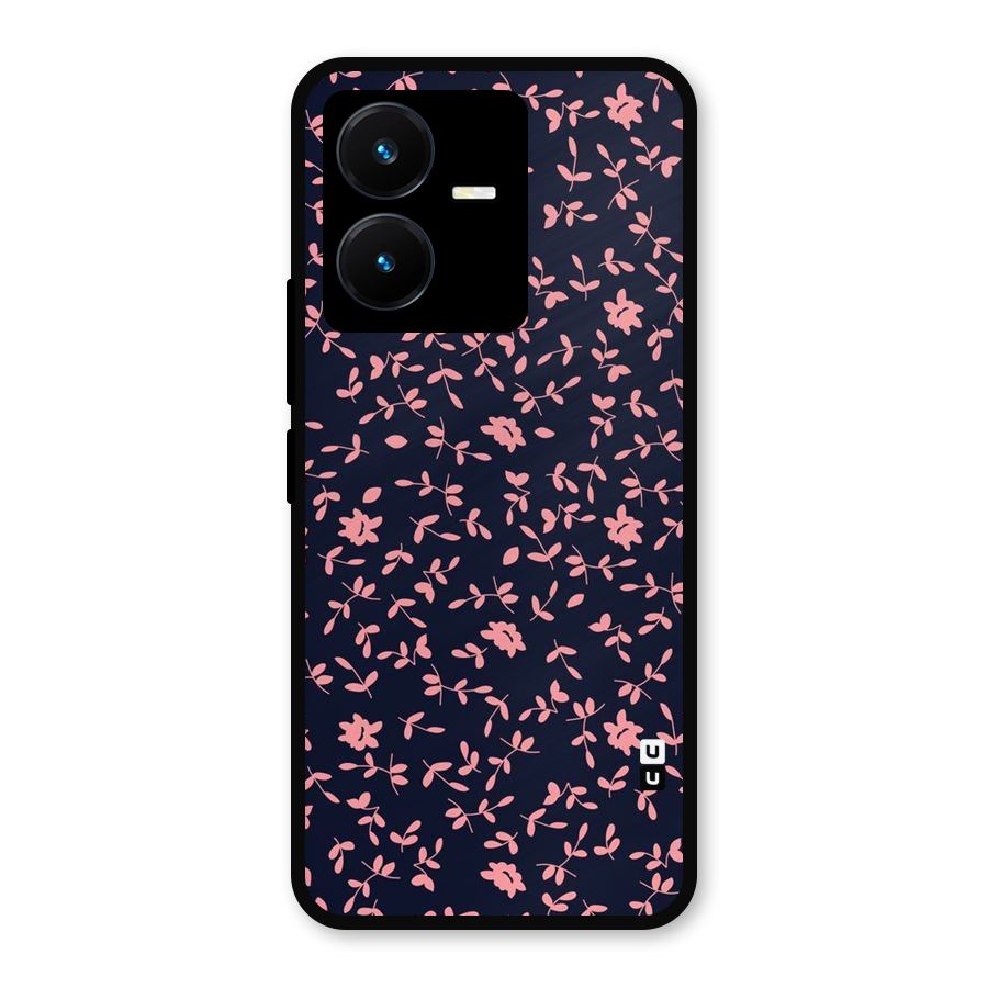 Pink Plant Design Metal Back Case for Vivo Y22
