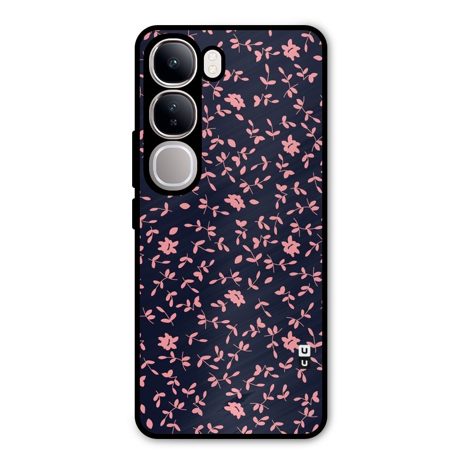Pink Plant Design Metal Back Case for Vivo Y300