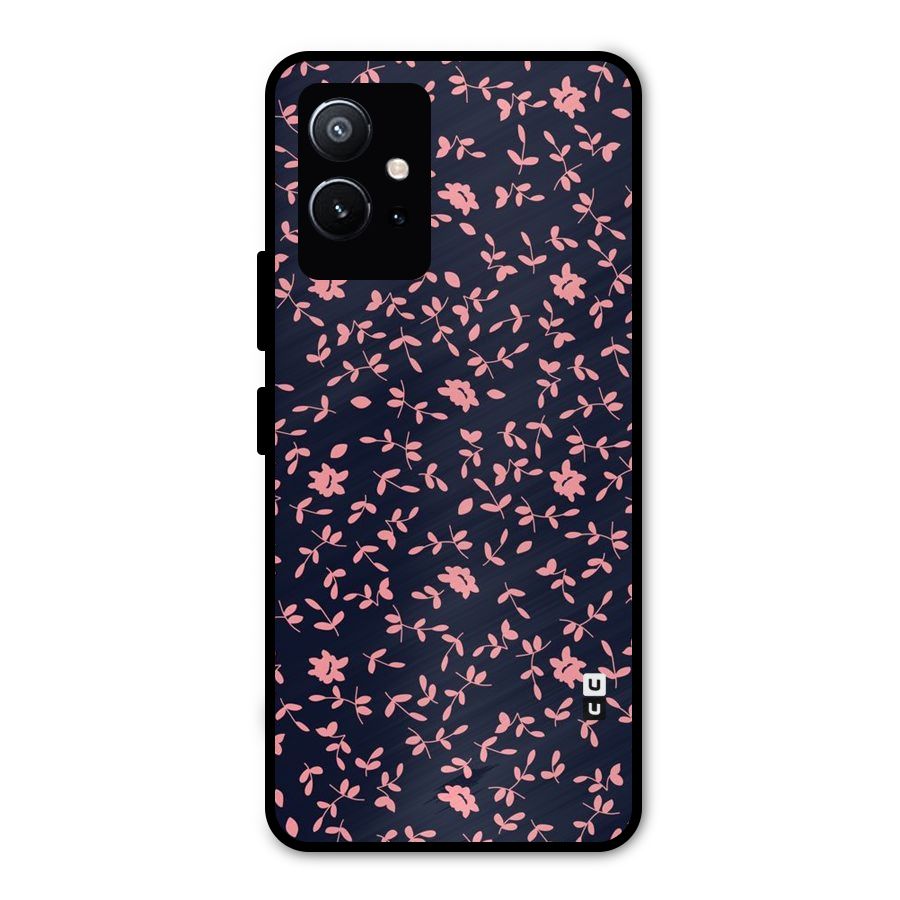 Pink Plant Design Metal Back Case for Vivo Y75 5G