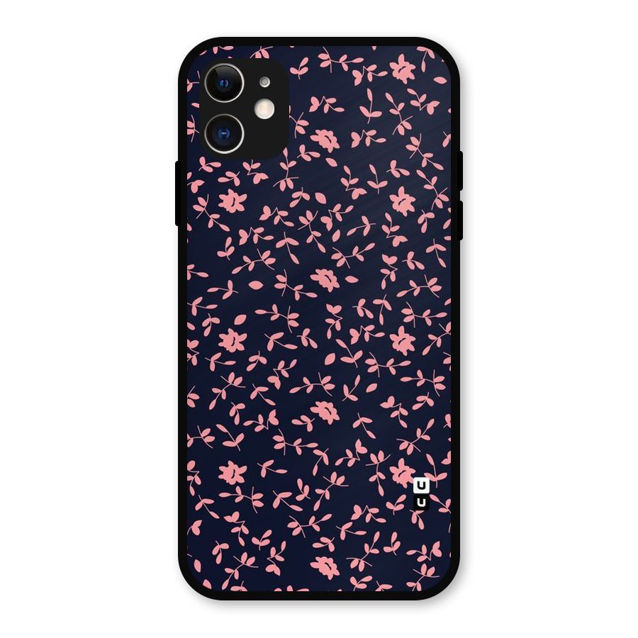Pink Plant Design Metal Back Case for iPhone 11
