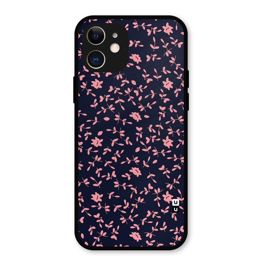 Pink Plant Design Metal Back Case for iPhone 12