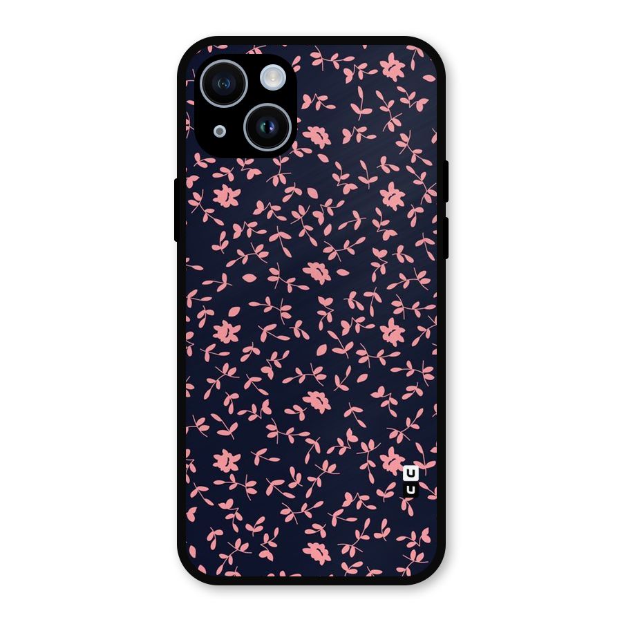 Pink Plant Design Metal Back Case for iPhone 14