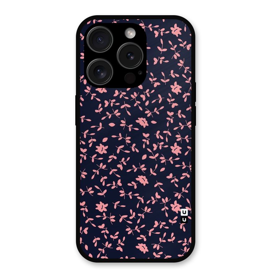 Pink Plant Design Metal Back Case for iPhone 15 Pro