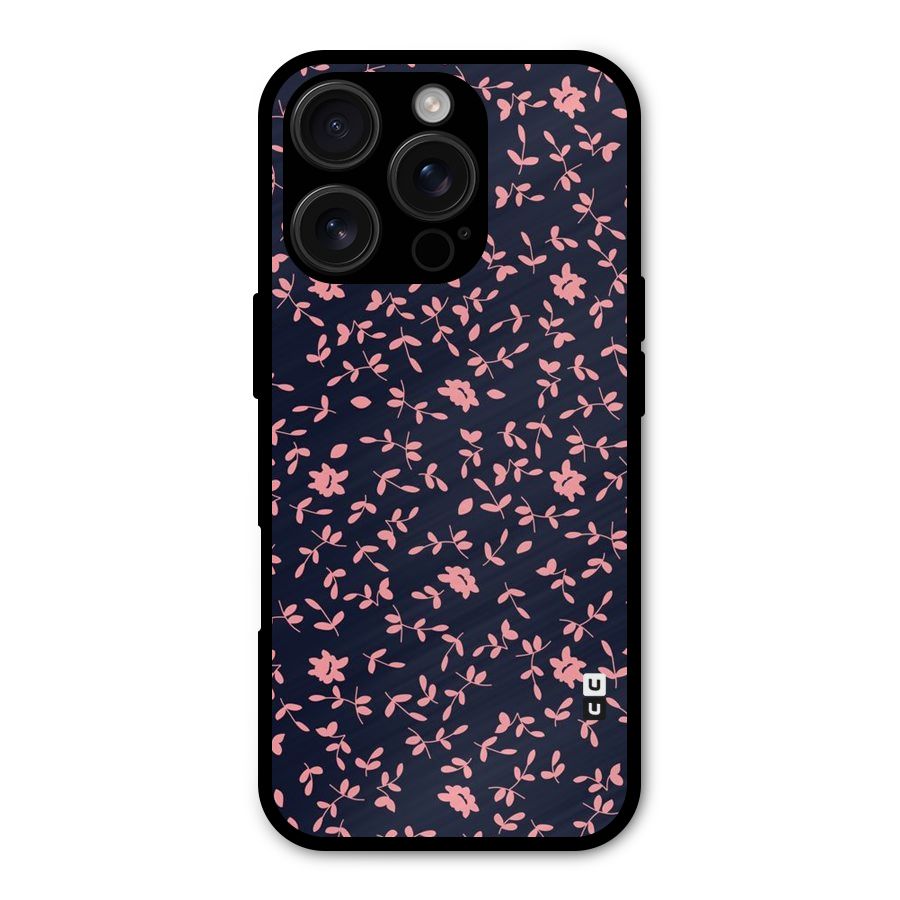 Pink Plant Design Metal Back Case for iPhone 16 Pro