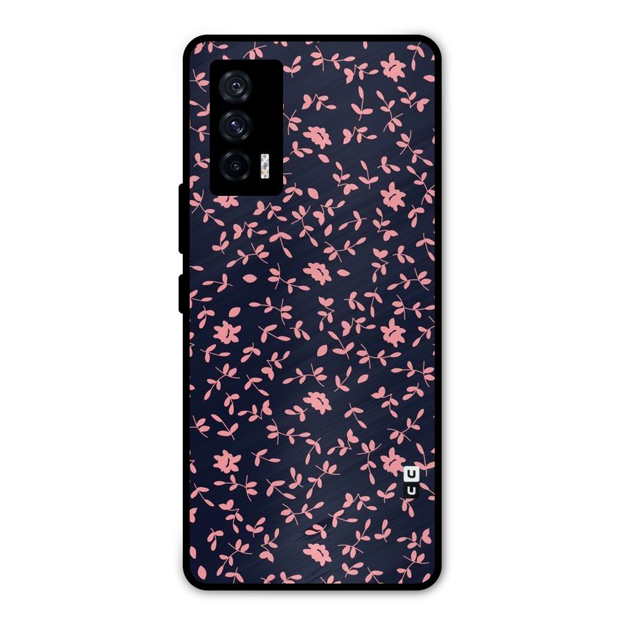 Pink Plant Design Metal Back Case for iQOO 7 5G