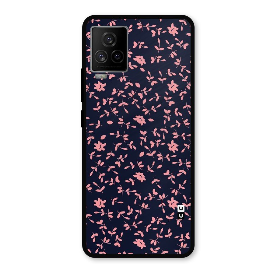 Pink Plant Design Metal Back Case for iQOO 7 Legend 5G