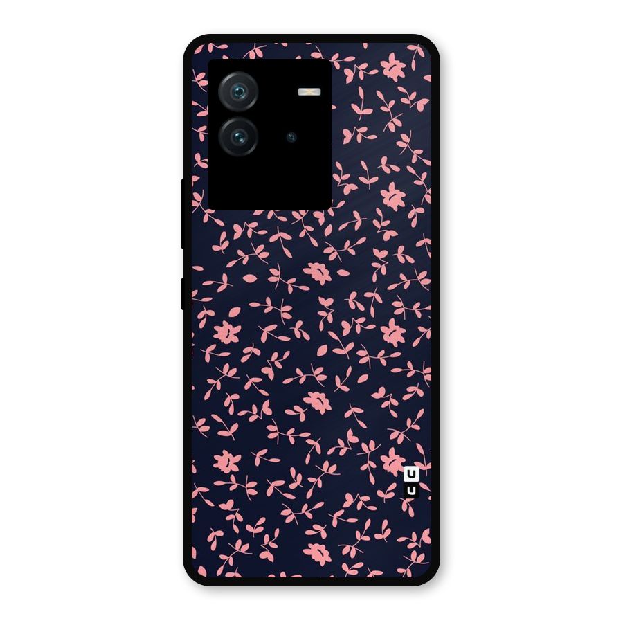 Pink Plant Design Metal Back Case for iQOO Neo 6 5G