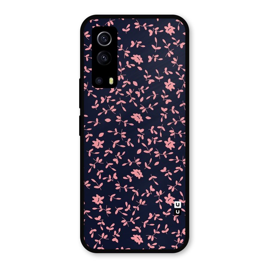 Pink Plant Design Metal Back Case for iQOO Z3